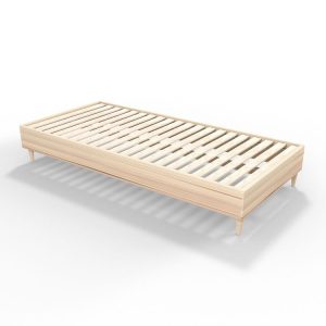 Top 10 🥰 HOMIFAB Lit Adulte 90×190 Cm Effet Chêne Avec Sommier à Lattes – Paco 🎉 Large choix en ligne 7