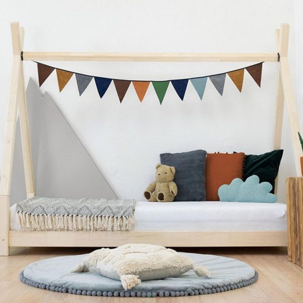 livraison la plus rapide Coupon 🤩 Youdoit Lit Tipi Enfant NAKANA – Bois Massif – Gris – 80 X 160 Cm 🌟 3