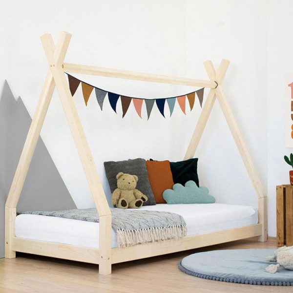 magasin pour Sortie 🎉 Youdoit Lit Tipi Enfant NAKANA – Bois Massif – Naturel Vernis – 90 X 160 Cm 🎉 1