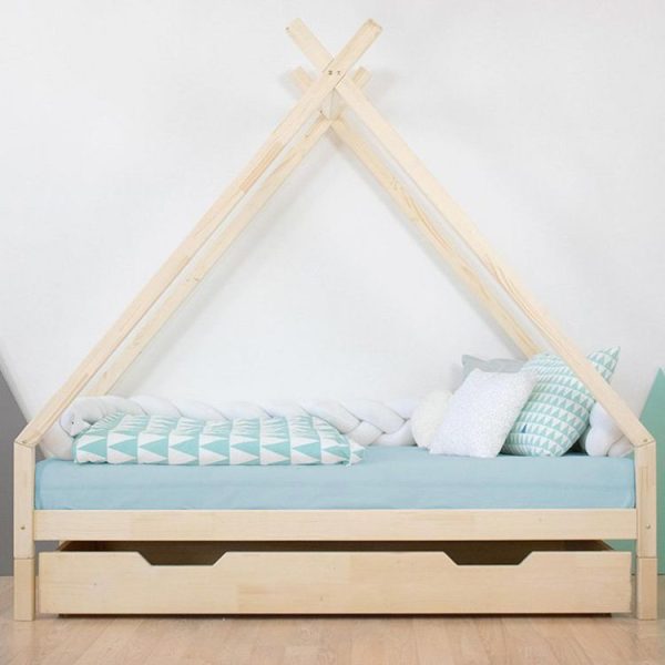 online boutique Promo 🔔 Youdoit Lit Tipi Enfant TAHUKA – Bois Massif – Blanc – 90 X 160 Cm 🌟 3