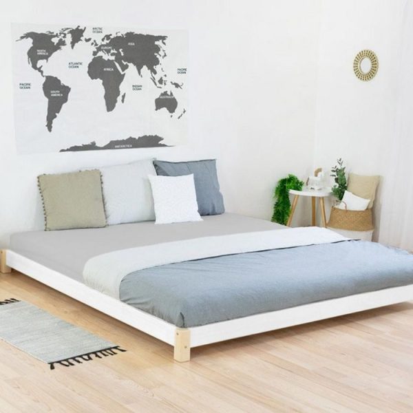 magasin france Coupon 👏 Youdoit Lit Double TATAMI – Bois Massif – Naturel Et Blanc – 180 X 200 Cm 🧨 1