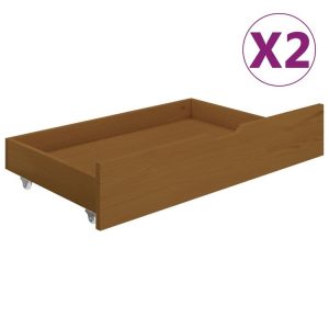 Meilleur prix ✔️ VIDAXL Cadre De Lit Avec 2 Tiroirs Marron Miel Bois De Pin 180×200 Cm 😍 REMISE 9