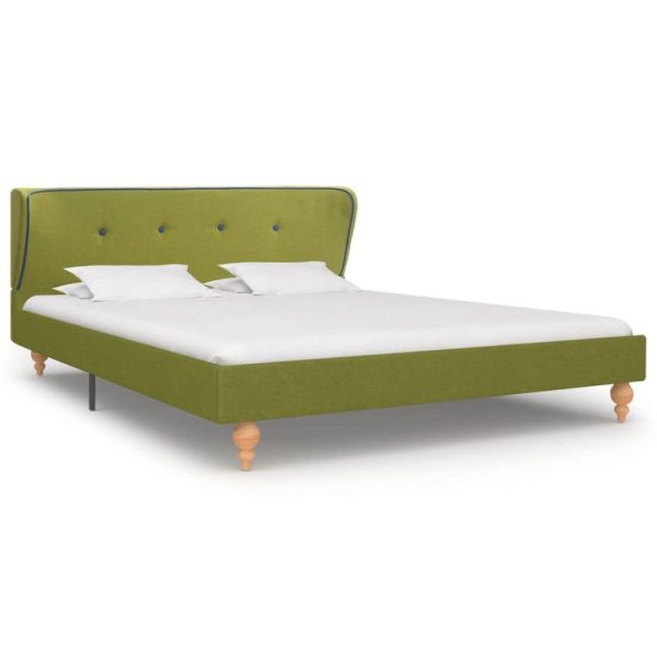 magasin pas cher Meilleure vente 😍 VIDAXL 280710 Bed Frame Green Fabric 135×190 Cm (UK/NO/IE/FI/DE/FR/NL Only) 🤩 1